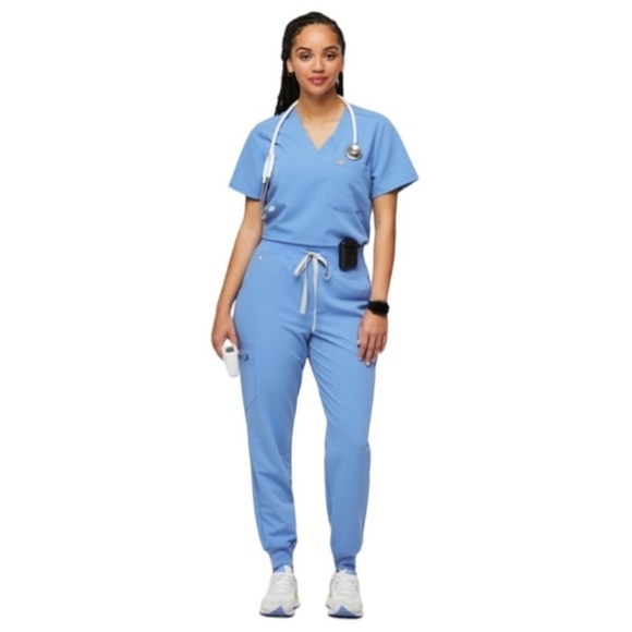 FIGS TECHNICAL SCRUBS ZAMORA CEIL BLUE JOGGERS SIZE MEDIUM TALL - Picture 1 of 15